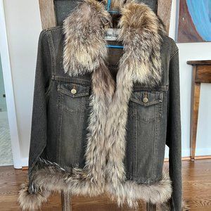 Neiman Marcus Jean Jacket with REAL fur
